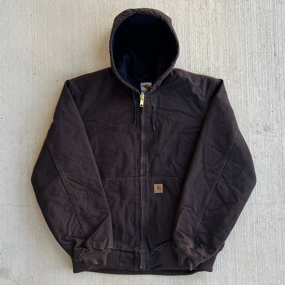 Carhartt J130 DKB brown hooded work wear jacket